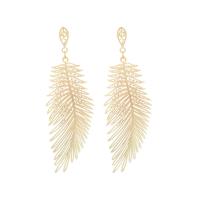 Zinc Alloy Drop Earring, Leaf, guldfarve belagt, mode smykker & for kvinde & hule, 35x103mm, Solgt af par