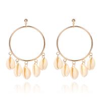 Schelp Drop Earring, met Zinc Alloy, Donut, gold plated, mode sieraden & voor vrouw & hol, 45x75mm, Verkocht door pair