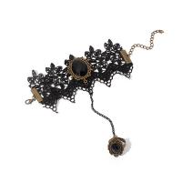 liga de zinco Pulseira, with renda, with 3.1inch extender chain, banho de cor de ouro antigo, joias de moda & para mulher & com strass, tamanho:8, vendido por PC