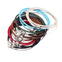 Leathar Bracelet, le Sinc Alloy, Ciseal Dúbailte & bracelet braided & unisex, dathanna níos mó le haghaidh rogha, Fad Thart 15.4 Inse, Díolta De réir PC