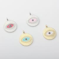 Evil Eye Pendants Zinc Alloy Flat Round plated DIY & enamel nickel lead & cadmium free Approx Sold By Bag