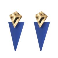 Boucles d'oreilles fer, triangle, peinture, bijoux de mode & pour femme, plus de couleurs à choisir, protéger l'environnement, sans nickel, plomb et cadmium, 55x24mm, Vendu par paire