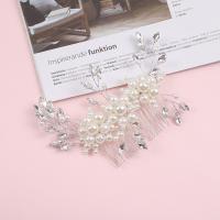 Decorative Hair Combs Zinc Alloy with Plastic Pearl fashion jewelry & for woman & with rhinestone silver color nickel lead & cadmium free Sold By PC