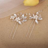 Hair Stick Brass with Crystal & Plastic Pearl fashion jewelry & for woman white nickel lead & cadmium free Sold By Pair