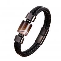 PU cavo bracciali, with Pietra naturale & 304 acciaio inox, gioielli di moda & per l'uomo, nessuno, Lunghezza 21 cm, Venduto da PC