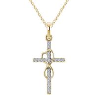 Zinc Alloy Jewelry Necklace with 5cm extender chain Cross plated fashion jewelry & for woman & with rhinestone Length Approx 45 cm Sold By PC