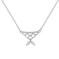 Zircon cubique Micro Pave collier en argent Sterling, argent sterling 925, Placage, pavé de micro zircon & pour femme, couleur platine, 40-45CM, Vendu par PC