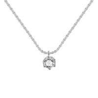 Kubinis Cirkonas mikro nutiesti sidabrines karoliai, 925 Sterling Silver, padengtą, mikro nutiesti kubinių Zirconia & moters, platinos spalva, 45-50CM, Pardavė PC