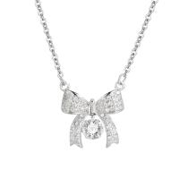 Circón cúbico micr3ofono pavimenta collar de plata esterlina, plata de ley 925, con 5CM extender cadena, Mariposa, chapado, micro arcilla de zirconia cúbica & para mujer, más colores para la opción, longitud aproximado 40 cm, Vendido por UD