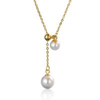 925 Sterling Silver Necklaces with Plastic Pearl with 5CM extender chain plated for woman Length Approx 40 cm Sold By PC