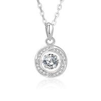 Kubieke Zircon Micro effenen Sterling zilveren ketting, 925 Sterling Zilver, met 5CM extender keten, plated, micro pave zirconia & voor vrouw, zilver, Lengte Ca 40 cm, Verkocht door PC