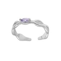 Cubic Zirconia Micro bana Sterling Silver ringar, 925 Sterling Silver, plated, micro bana cubic zirconia & för kvinna, platina färg, Säljs av PC