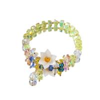 Kristal Armband, met Acetaatblad & Zinc Alloy, Bloem, 14K vergulde, mode sieraden & voor vrouw, Lengte Ca 6.7 inch, Verkocht door PC