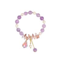 cristal bracelet, avec Pierre naturelle & perle de plastique & alliage de zinc, Style coréen & pour femme, plus de couleurs à choisir, Longueur Environ 6.7 pouce, Vendu par PC