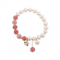 Strawberry Quartz bracelet, avec perle de plastique & alliage de zinc, Style coréen & pavé de micro zircon & pour femme, Longueur Environ 6.7 pouce, Vendu par PC