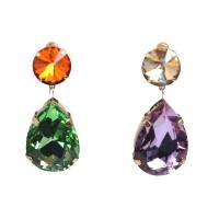 Boucles d'oreilles cristal, avec laiton, larme, Placage de couleur d'or, bijoux de mode & pour femme & facettes, multicolore, 20x48mm, Vendu par paire