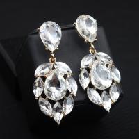 Kristallen oorbellen, Kristal, met Zinc Alloy, gold plated, mode sieraden & voor vrouw, meer kleuren voor de keuze, 25x60mm, Verkocht door pair