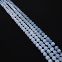 Gemstone Jewelry Beads Aquamarine Round DIY sea blue Sold Per Approx 38 cm Strand