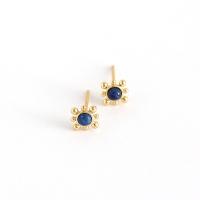 Boucle d'oreille bijoux en argent sterling, Argent sterling 925, avec Lapis lazuli, Placage, bijoux de mode & pour femme, plus de couleurs à choisir, protéger l'environnement, sans nickel, plomb et cadmium, 6mm, Vendu par paire