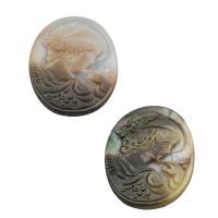 Shell Cabochons, Black Shell, met Geel Shell, mode sieraden, meer kleuren voor de keuze, 30x22x2mm, Verkocht door PC