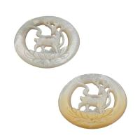 Shell Cabochons, Geel Shell, met White Shell, mode sieraden, meer kleuren voor de keuze, 33x33x2mm, Verkocht door PC