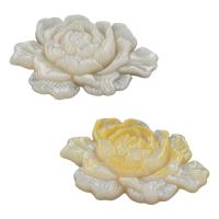 Shell Cabochoner, Gul Shell, med White Shell, Flower, mode smykker, flere farver til valg, 22x33x4mm, Solgt af PC