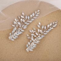 Alligator Hair Clip Brass fashion jewelry & for woman & with rhinestone silver color nickel lead & cadmium free Sold By Pair