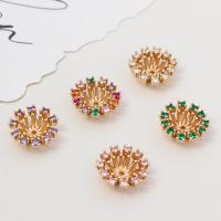 Messing Bead Cap, Flower, guldfarve belagt, du kan DIY & Micro Pave cubic zirconia, flere farver til valg, 15x6mm, Solgt af PC