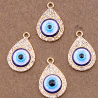 Evil Eye Anhänger, Zinklegierung, Tropfen, plattiert, DIY & Emaille & mit Strass, goldfarben, frei von Nickel, Blei & Kadmium, 23x15x5mm, 100PCs/Tasche, verkauft von Tasche