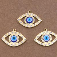 Evil Eye Anhänger, Zinklegierung, blöser Blick, plattiert, DIY & Emaille & mit Strass, goldfarben, frei von Nickel, Blei & Kadmium, 30x21x4mm, 100PCs/Tasche, verkauft von Tasche