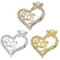 Zinc Alloy Rhinestone Pendants Heart plated DIY & with rhinestone nickel lead & cadmium free Sold By Bag