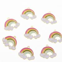 Zinc Alloy Enamel Pendants Rainbow plated DIY nickel lead & cadmium free Sold By Bag