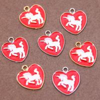 Zinc Alloy Enamel Pendants Heart plated DIY nickel lead & cadmium free Sold By Bag