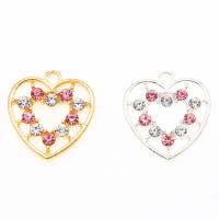 Zinc Alloy Rhinestone Pendants Heart plated DIY & with rhinestone nickel lead & cadmium free Sold By Bag