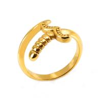 Anillo de dedo de acero inoxidable, acero inoxidable 304, chapado, unisexo & diverso tamaño para la opción, dorado, Vendido por UD