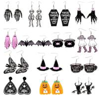 Acrílico Pendientes con Colgantes, con aleación de zinc, Joyería de Halloween & diferentes estilos para la opción & para mujer, earring length 25-70mm, Vendido por Par