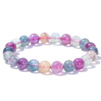 Fluorite colorée bracelet, Rond, bijoux de mode & pour femme, 8mm, Longueur Environ 7 pouce, Vendu par PC