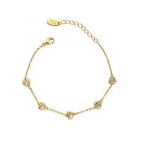 Bracciali ottone, with 4.6cm extender chain, laccato oro 18K, gioielli di moda & Micro spianare cubic zirconia & per la donna, dorato, Lunghezza 17.2 cm, Venduto da PC