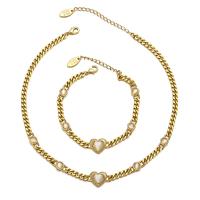 Gioielli Brass Set, strumento di loom collana filatura & Bracciale, ottone, with occhi di gatto, laccato oro 18K, gioielli di moda & stili diversi per la scelta & per la donna, due diversi colori, Pendantuff1a30.4+6.0cm,bracelet:16.4+4.2cm, Venduto da PC