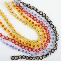 Abalorios de Cristal de Murano Estilo Millefiori, Millefiori Lampwork, Flor, Bricolaje, más colores para la opción, libre de níquel, plomo & cadmio, 10mm, Vendido para aproximado 38 cm Sarta