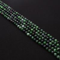 Gemstone šperky Korálky, Ruby v Zoisite, Kolo, DIY & různé velikosti pro výběr, zelený, Prodáno za Cca 38 cm Strand