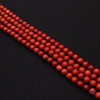 Gemstone Smycken Pärlor, Red Jasper, Rund, DIY & olika storlek för val, röd, Såld Per Ca 38 cm Strand