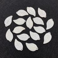 Shell Pendler, Freshwater Shell, Leaf, Carved, du kan DIY, hvid, 13x23mm, Solgt af PC