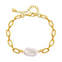 Bracciali ottone, with Shell Pearl, with 2.36inch extender chain, Placcato oro 18K, gioielli di moda & per la donna, dorato, assenza di nichel,piombo&cadmio, 11mm, Lunghezza Appross. 6.49 pollice, Venduto da PC