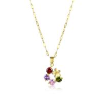 Collier d'acier titane, bijoux de mode & pavé de micro zircon & pour femme, doré, Vendu par Environ 15.75 pouce brin