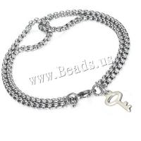 Bijoux bracelet en acier inoxydable, Acier inoxydable 304, clé, poli, Double couche & bijoux de mode & unisexe, couleur originale, Longueur Environ 22 cm, Vendu par PC