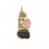 Gemstone Pendants Jewelry Brass with Gemstone gold color plated DIY mixed colors nickel lead & cadmium free Sold By PC