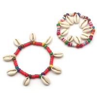 coquille bracelet, avec argile de polymère & bois, pour femme, plus de couleurs à choisir, Longueur Environ 18 cm, Vendu par PC