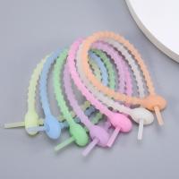 silicone Anneau de porte clef Cable, DIY & lumineux, couleurs mélangées, Longueur 215 mm, 10PC/sac, Vendu par sac