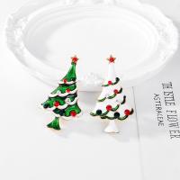 Broches de Navidad, aleación de zinc, con esmalte, Árbol de Navidad, chapado, Diseño de Navidad & para mujer & con diamantes de imitación, más colores para la opción, libre de níquel, plomo & cadmio, 28x48mm, Vendido por UD